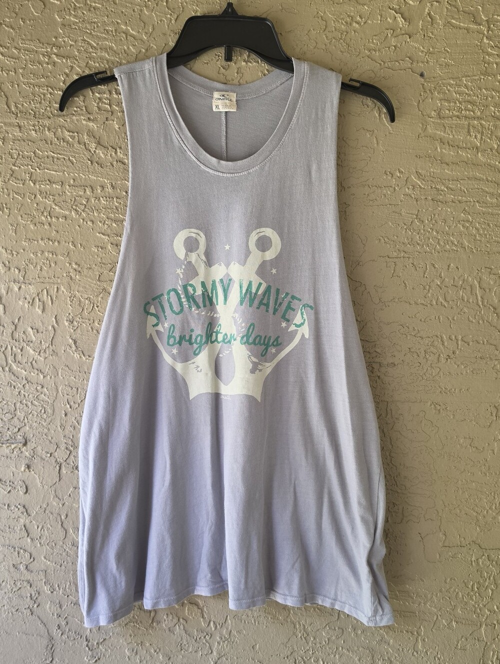 O'Neill Stormy Waves Brighter Days Graphic Racer Back Tank Top Gray XL